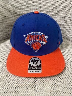 '47 New York Knicks Two-Tone Snapback Hat - Royal Blue & Orange